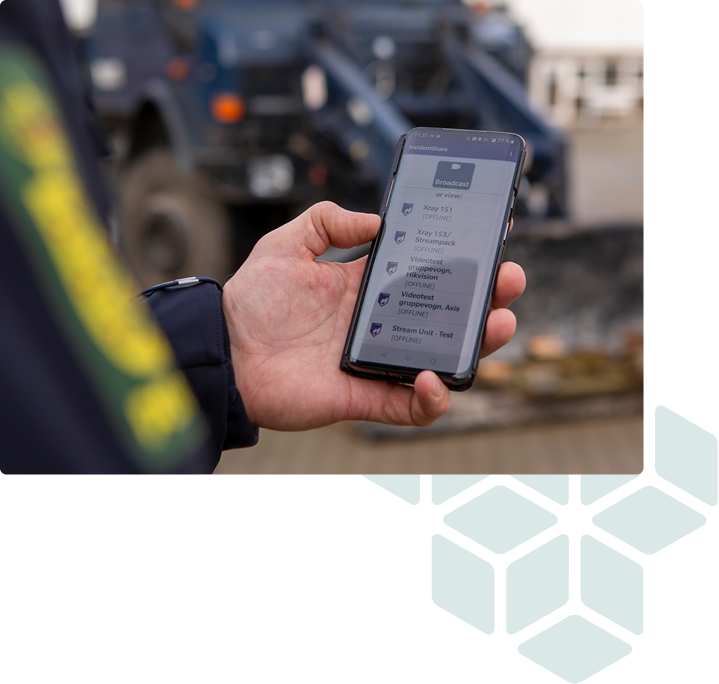 Flux en direct d'un agent de police avec l'application incidentshare